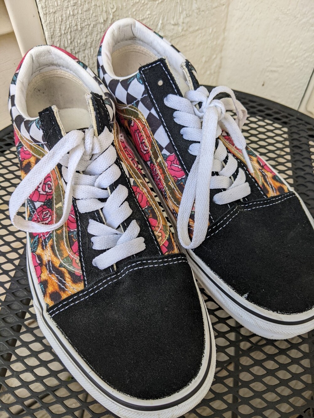 Vans Women's 9 Old Skool Checkerboard Floral Rose Low Top Shoes Sneakers Unisex